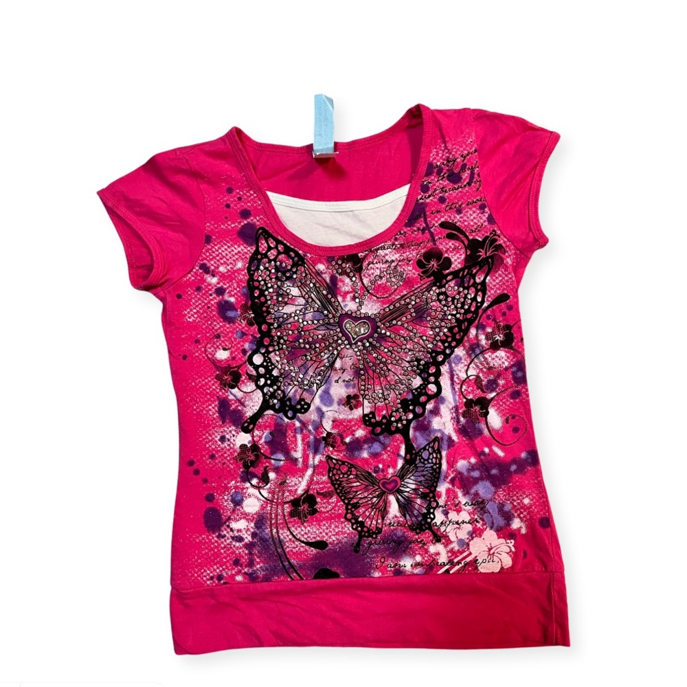 Y2k Butterfly Cropped Shirt